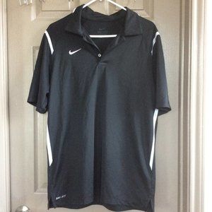Nike Men's Dri-Fit Short Sleeve Collar Black Golf Polo T-Shirt